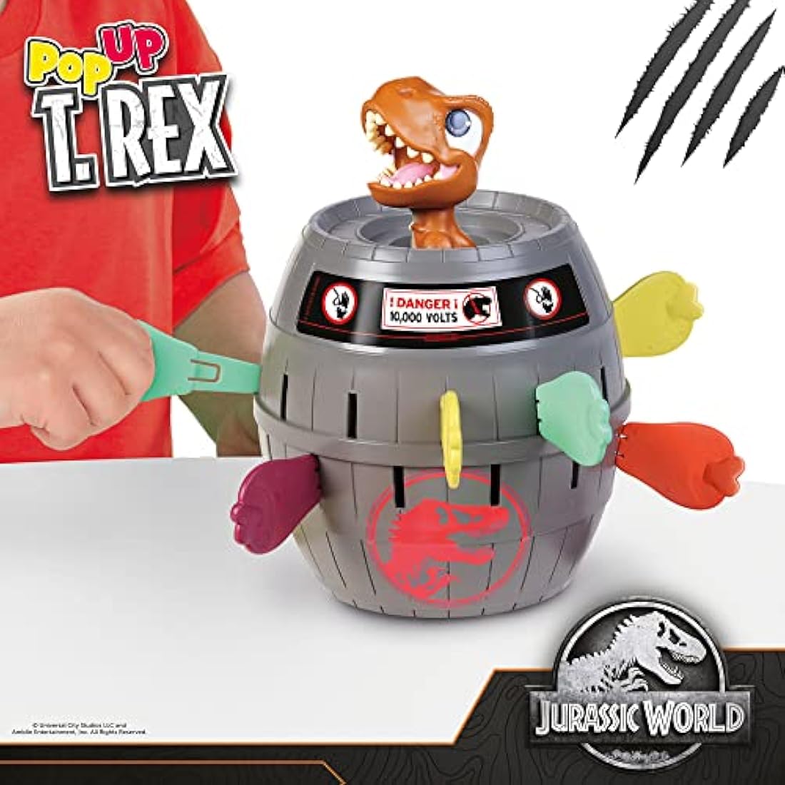 TOMY Pop Up Trex Classic Children's Action Game, Family & Preschool Kids Game, Jurassic World Games, Action Game for Children 4, 5, 6, 7, 8 Year Old Boys & Girls & Adults