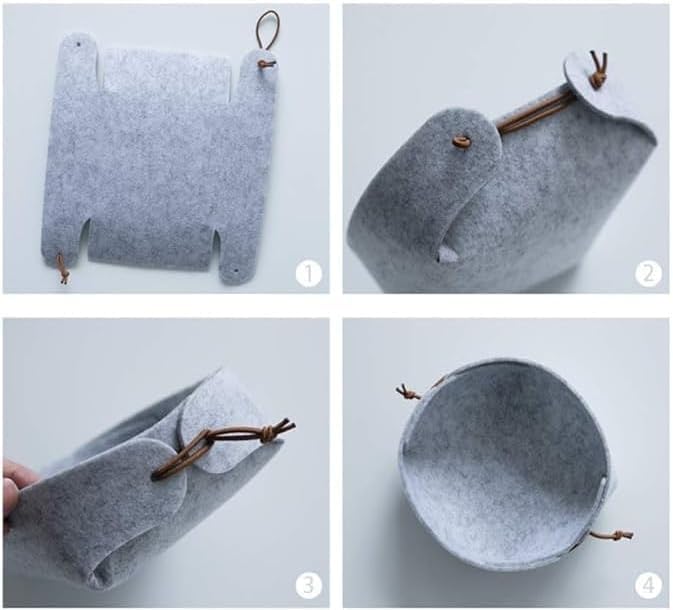 KOMUNJ Pack of 4 Foldable Small Storage Baskets, Felt Basket Storage Boxes, Foldable Felt Storage Baskets, for Remote Control, Keys, Snacks