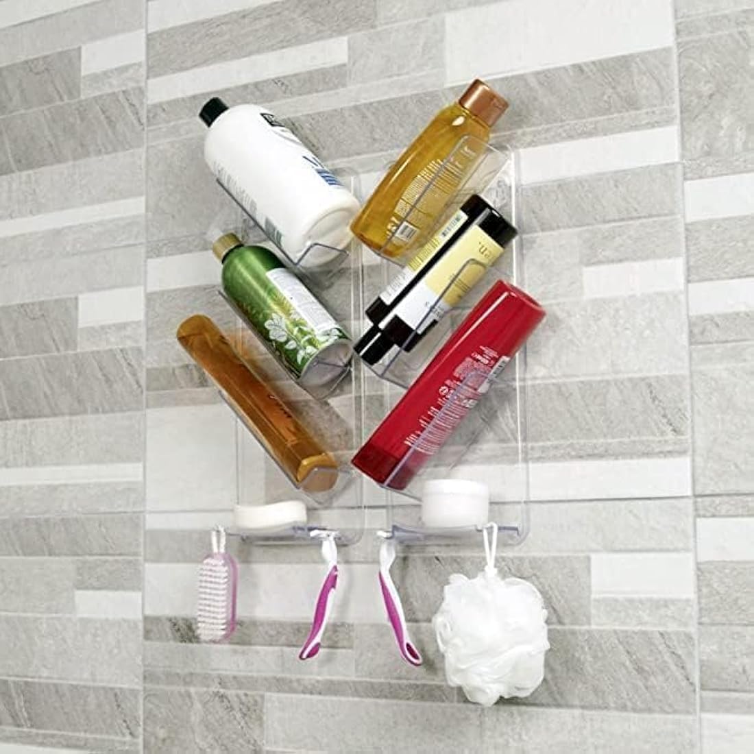As Seen on Dragons Den, No Suction Cups & No Screws, Easy-Clean, Rust Proof Shower Caddy and Bath Organiser Shelf