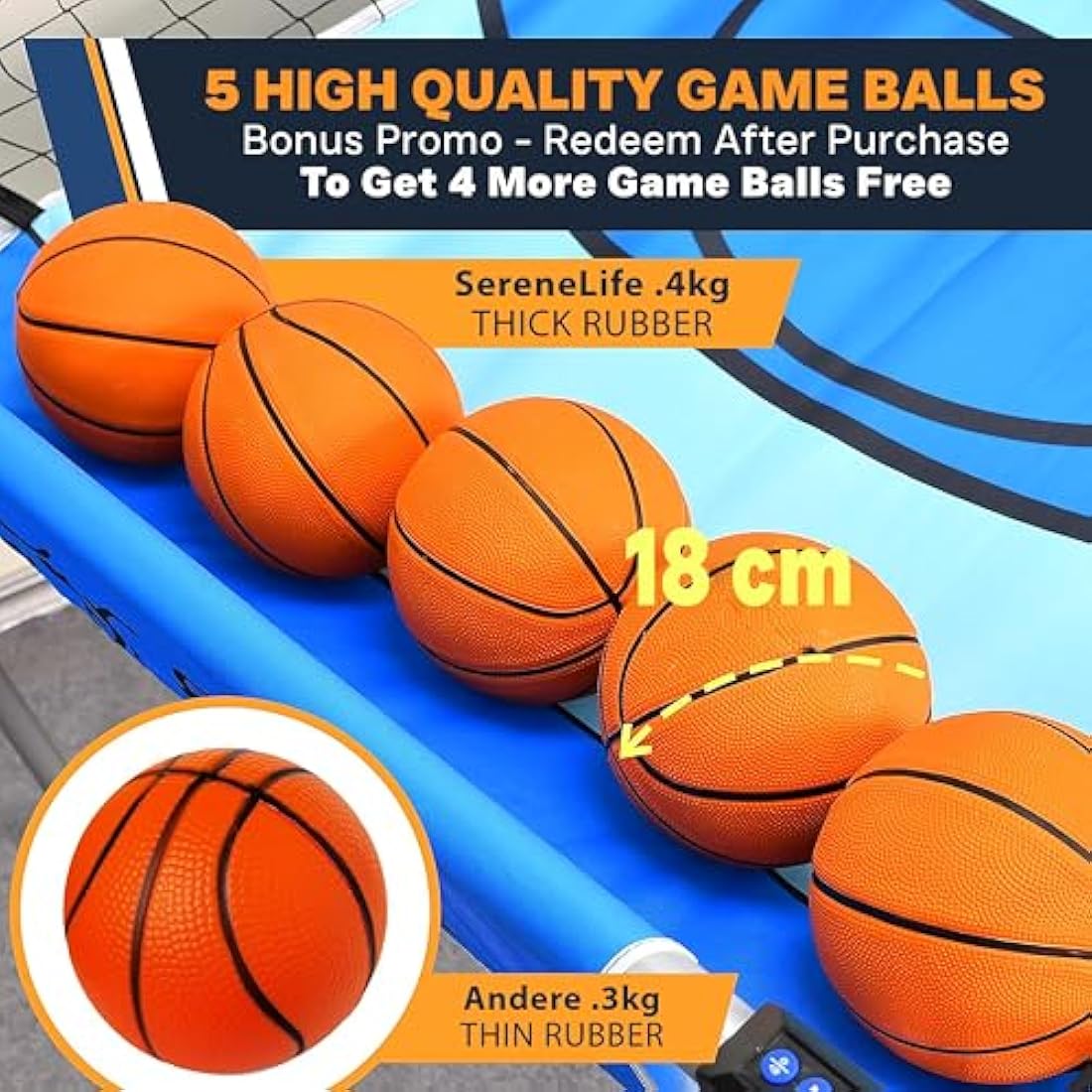 SereneLife Basketball Arcade Game, Foldable Dual Shot Basket Ball Hoop Game, Outdoor Sport Indoor Home Arcade Room w/ Digital LED Scoreboard & Play Timer, Electronic Shooting Machine for Kids & Adults