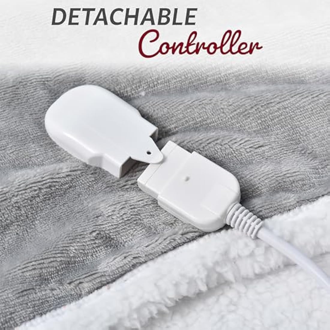 GlamHaus Heated Throw Electric Fleece Over Blanket Sofa Bed Large 160 X 130cm - 9 Heat and 9 Timer Auto Shut Off, Soft, Reversible Design, Digital Control, Machine Washable (Light Grey)