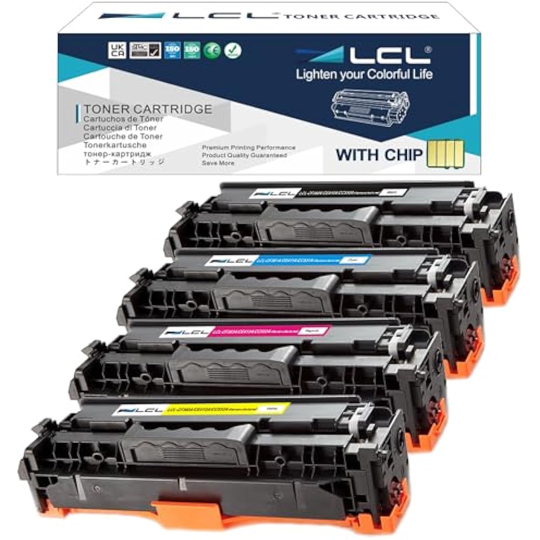 LCL Remanufactured Toner Cartridge 304A CC530A CC531A CC532A CC533A (4PK Black Cyan Magenta Yellow) Replacement for HP Color LaserJet CP2020 CP2025 CP2025dn CP2025n CP2025x CM2320 CM2320fxi CM2320n