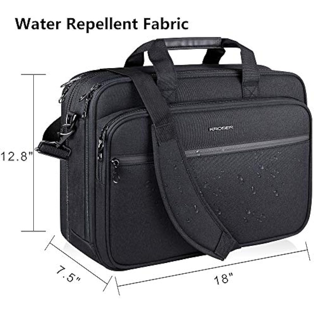 KROSER Laptop Bag Premium Laptop Briefcase Fits Up to 17.3 Inch Laptop Expandable Water-Repellent Shoulder Messenger Bag Computer Bag for Travel/Business/School/Men/Women-Black