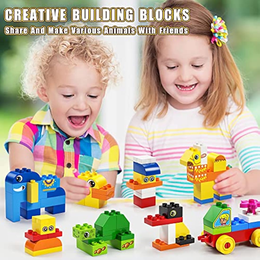 burgkidz Big Building Blocks, 135 Pieces Classic Large Size Toddler Creative Building Bricks, Compatible Block Construction Toys with Storage Bucket, Educational Gift for Boys Girls 3+