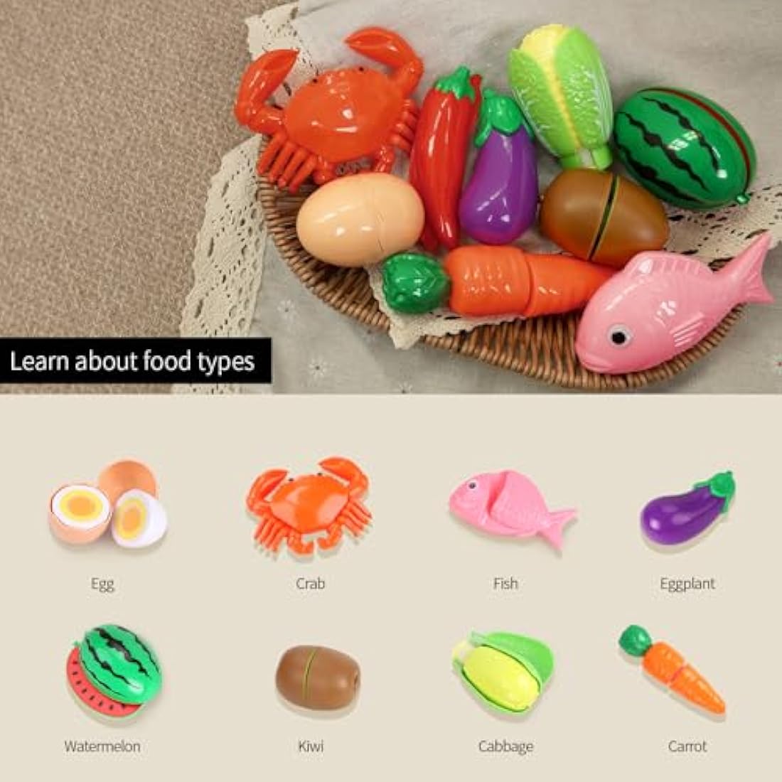 GILOBABY Kitchen Pretend Toy, Role Play Cutting Fruit Food Toy & Cookware Pot & Pan Set, Educational Gift Toy for Kid Girl Boy Toddler Age 3,4,5,6,7,8, Cooking Utensil Vegetable Toy for Children