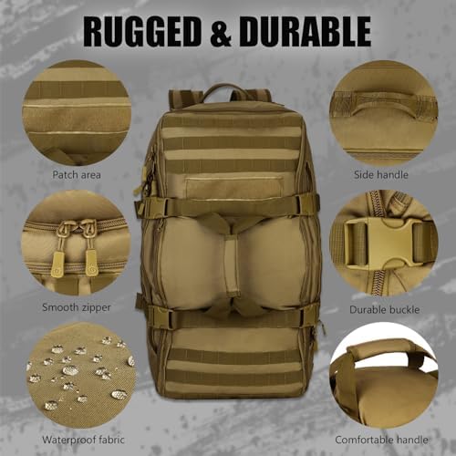 Protector Plus Tactical Travel Backpack 60L Military MOLLE Duffel Bag (Rain Cover & Patch Included)