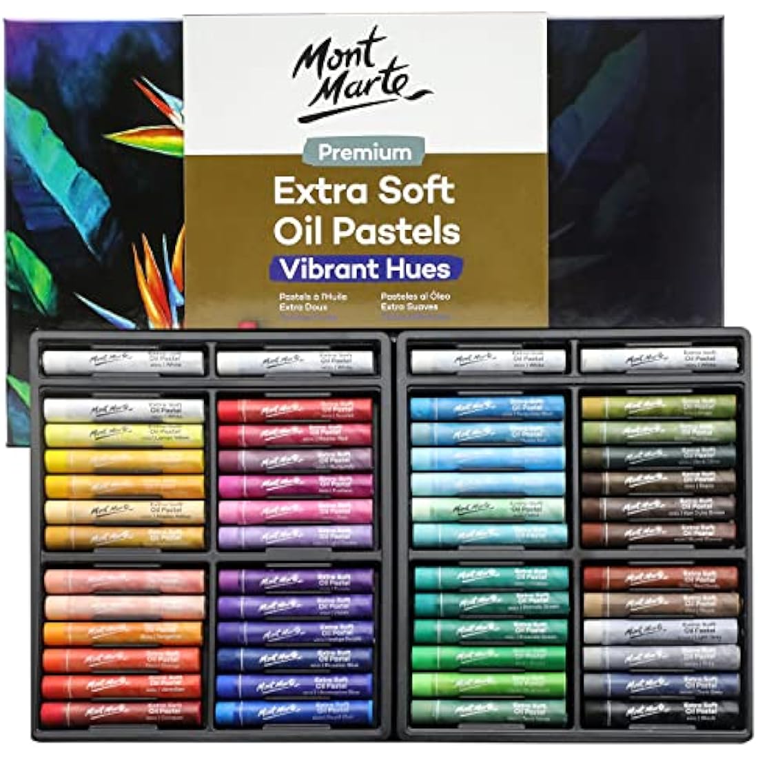 MONT MARTE Extra Soft Oil Pastels 52pc, Assorted Bright Colours, Vibrant and Buttery, Versatile Art Pastels for Blending, Layering & Shading, Ideal for Art, Craft, Colouring and Sketching