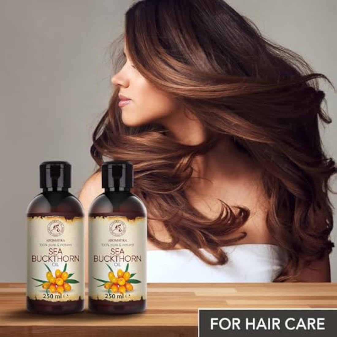 Sea Buckthorn Oil Set 2x250ml - 100% Pure & Natural - Cold Pressed - Unrefined - Hippophae Rhamnoides Oil - Cosmetic Oil for Hair - Face - Body - Aromatherapy - Relaxation - Massage - Spa