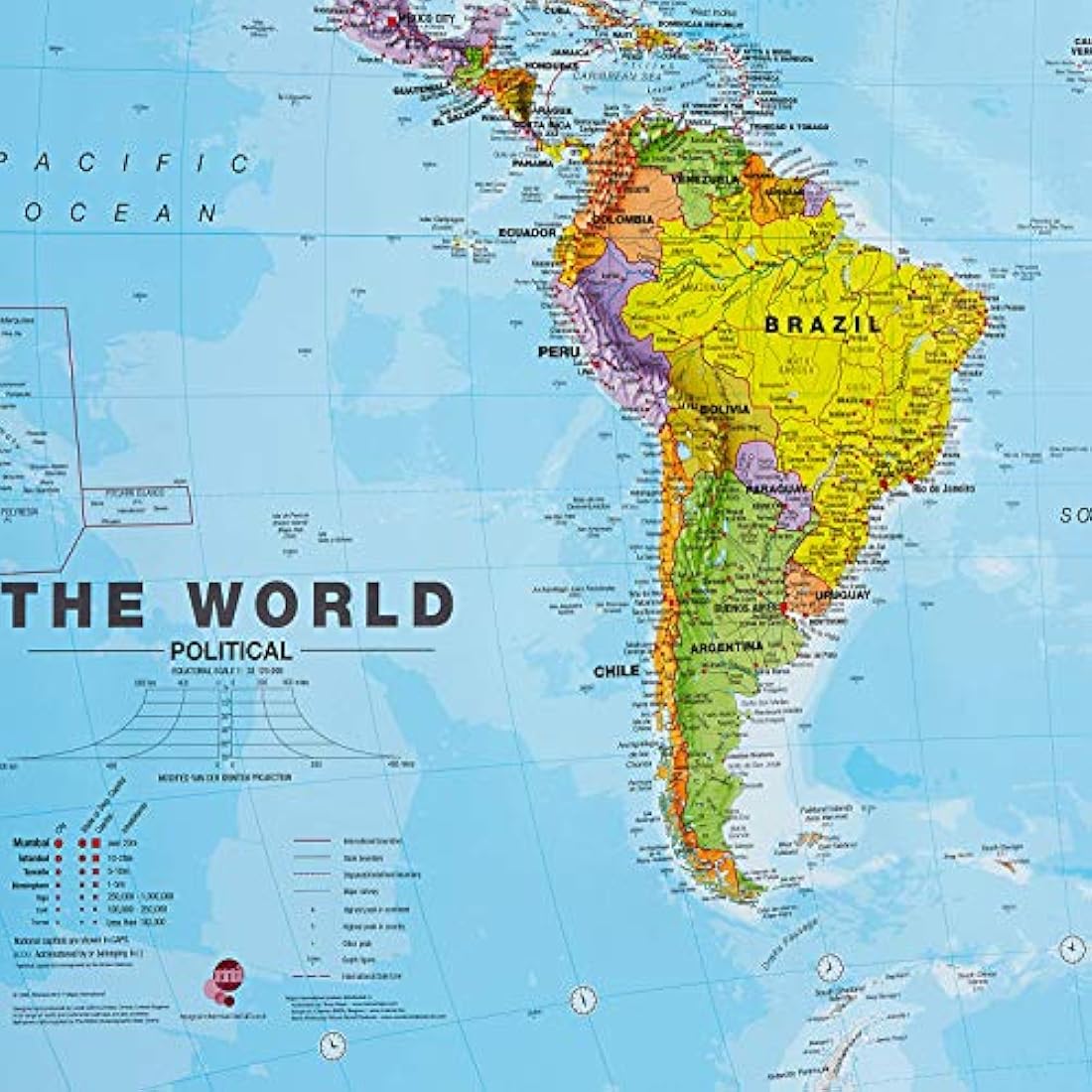 Maps International - World Map - Updated 2025 - Front Sheet Lamination - 118.9cm (w) x 84.1cm (h)