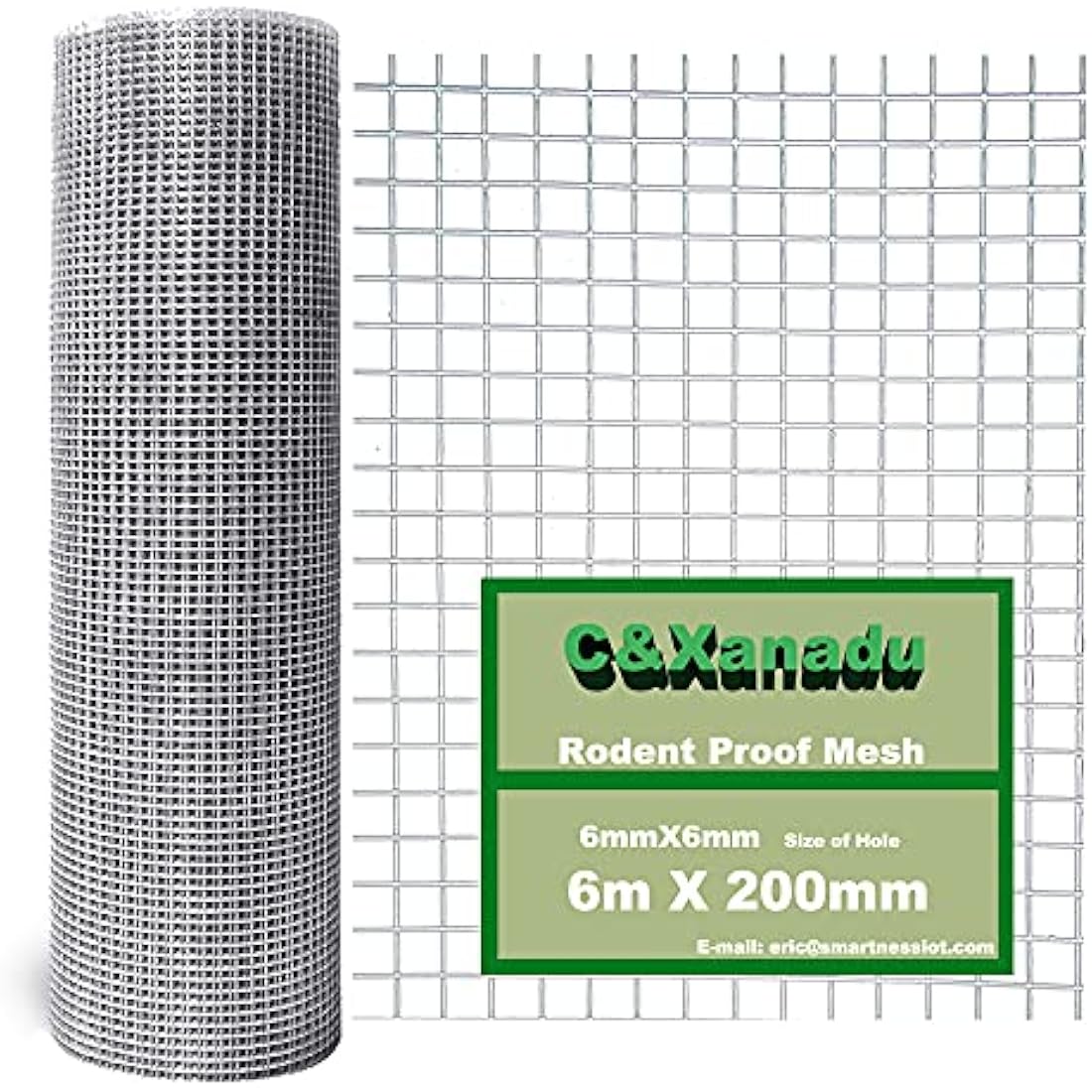C&Xanadu 200mmX6m Rodent Mesh Sheet,Welded Steel Mesh Panels,Hot Dip Galvanised Wire Netting Fence Mesh-Stop & Prevent Rat & Mouse and Snake Through