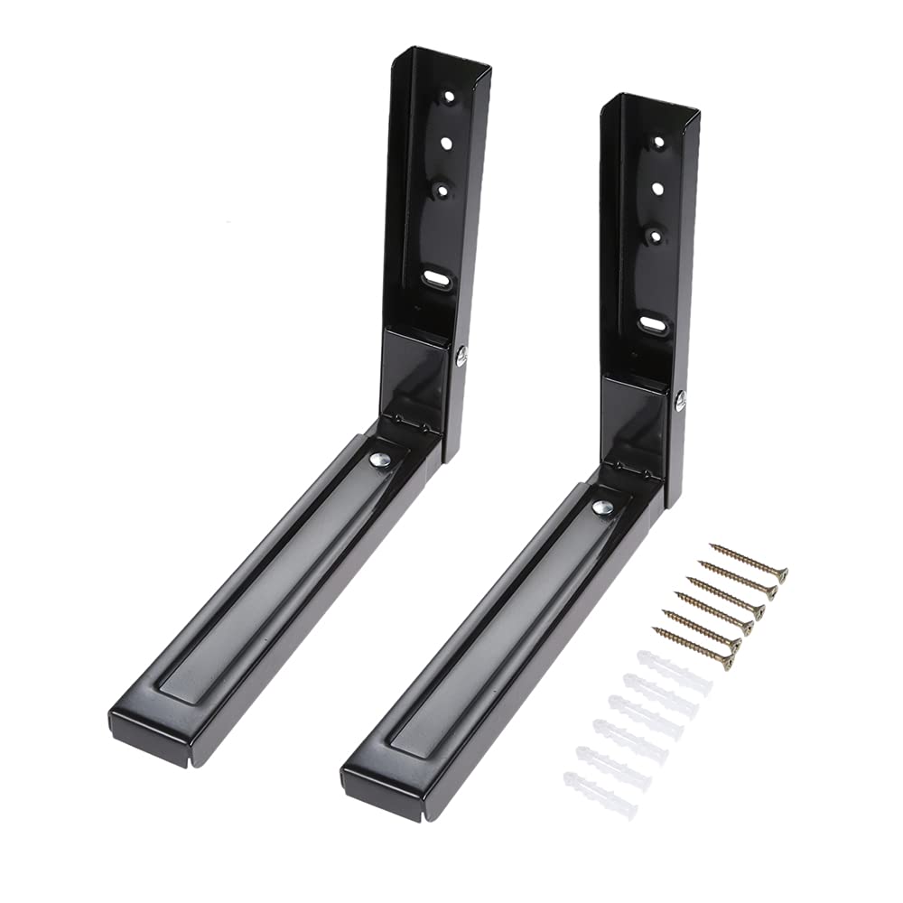 Hniuyun Universal Wall-Mounted Microwave Brackets ,Foldable Arm Adjustable Extensible Wall Hanging Microwave Brackets Oven Stand Shelf Rack Load 99 lb