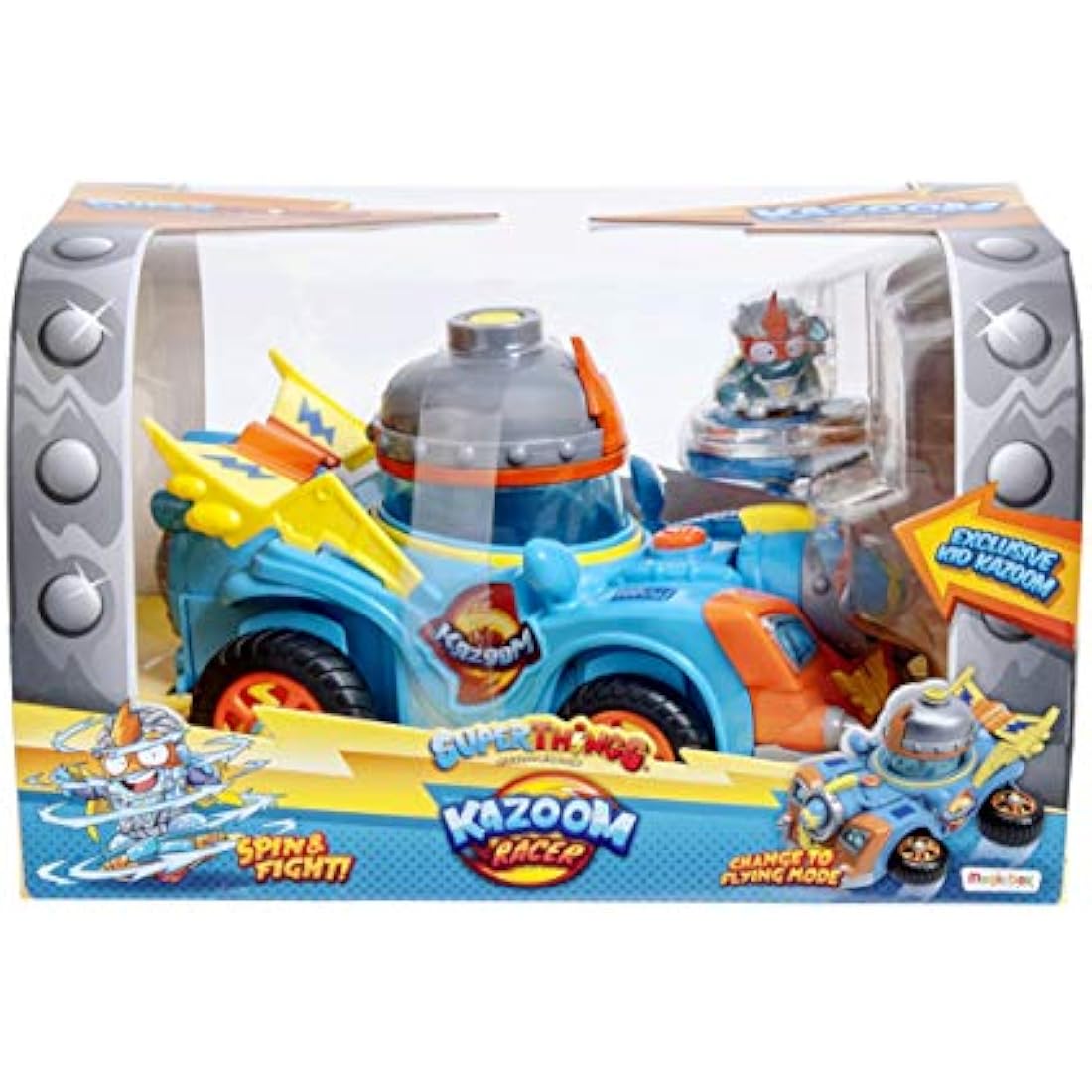 SUPERTHINGS Kid Kazoom Vehicle – Contains 1 vehicle with 1 launcher and top and 1 exclusive figure