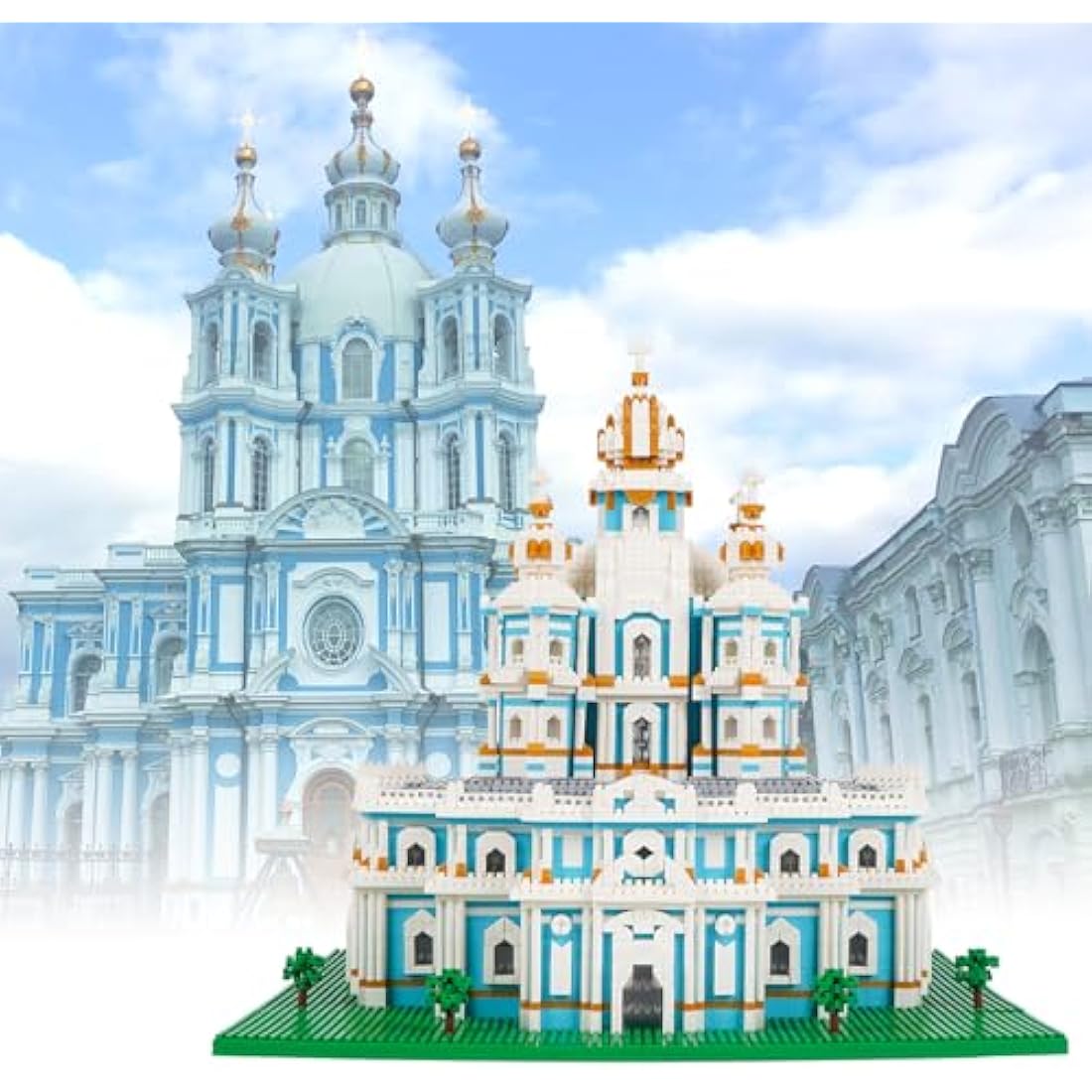 LULUFUN Smolny Cathedral Building Block Set, World Famous Architecture Model Toys, Micro Mini Blocks Kit for Hobbyists, Gift for Adults and Children 3737pcs
