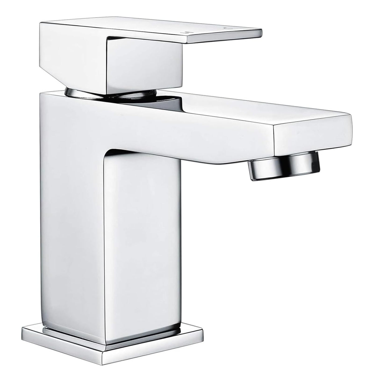 Bathroom Sink Taps Mixers Square Basin Taps, Monobloc Basin Mixer Tap 1 Hole Bathroom Taps with Hot and Cold Hoses for Bathroom, Washroom, Cloakroom,