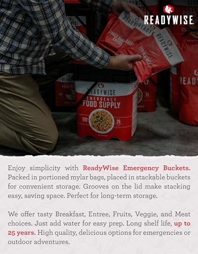 ReadyWise, 120 Servings, Vegetable Bucket, Freeze Dried, 20 Years Shelf Life, Emergency Food