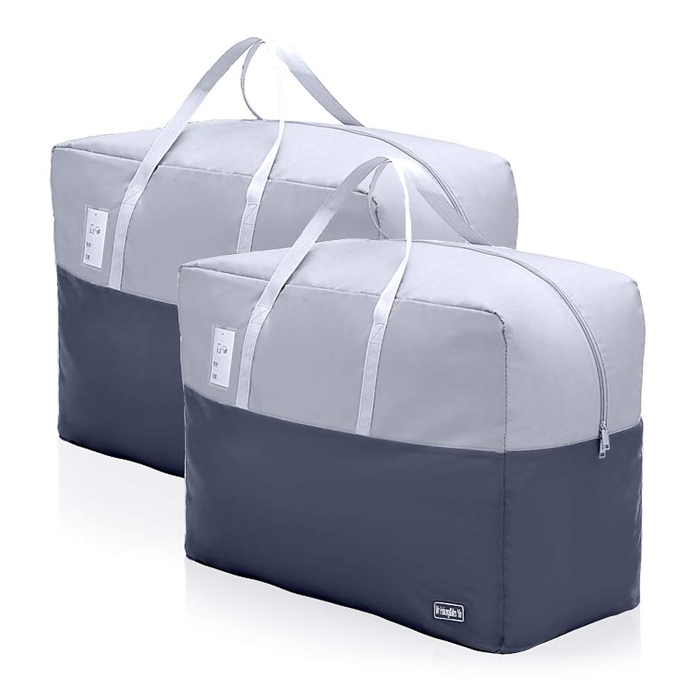 75L Clothes Storage Bags with Zips, 2 PCS Oxford Cloth Duvet Storage Bag King Size, Breathable Underbed Storage Bags for Clothes, Quilt, Blankets