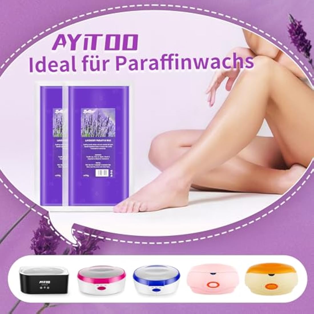 AYITOO Paraffin Wax Lavender 2700g, Paraffin Wax for Hands and Feet Aesthetic Treatments Moisturizing Deeply Hydrates, Paraffin Wax Block Set 450 x 6 pcs for Family, Elderly