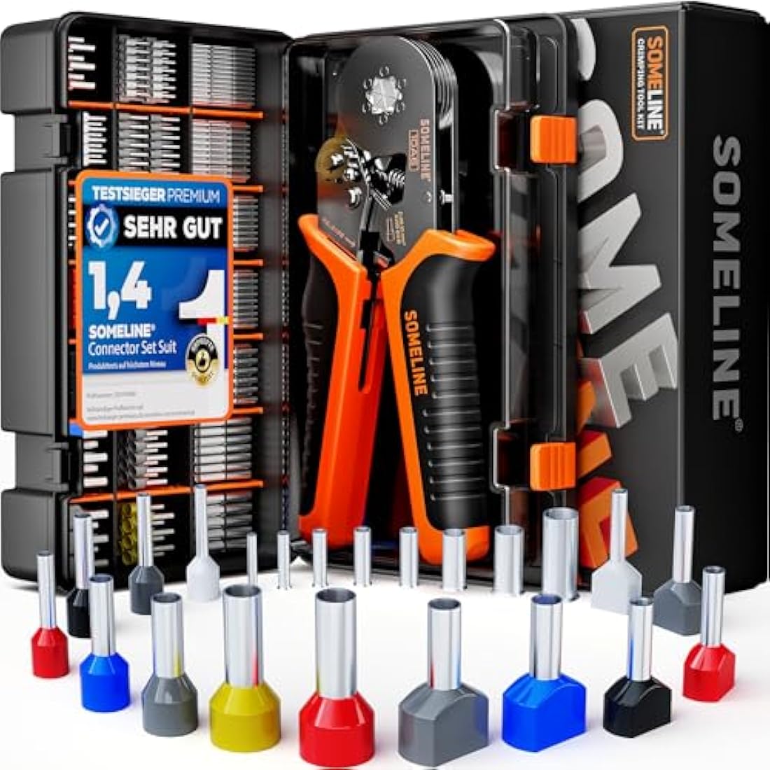 SOMELINE Crimping Tools Set with 21 Types of Ferrules - Hexagonal Ferrule Pliers 0.25-10mm²(AWG 24-8) I Electricians Tools, Crimper, Crimping Pliers, Wire Crimping Tool, Crimping Tool