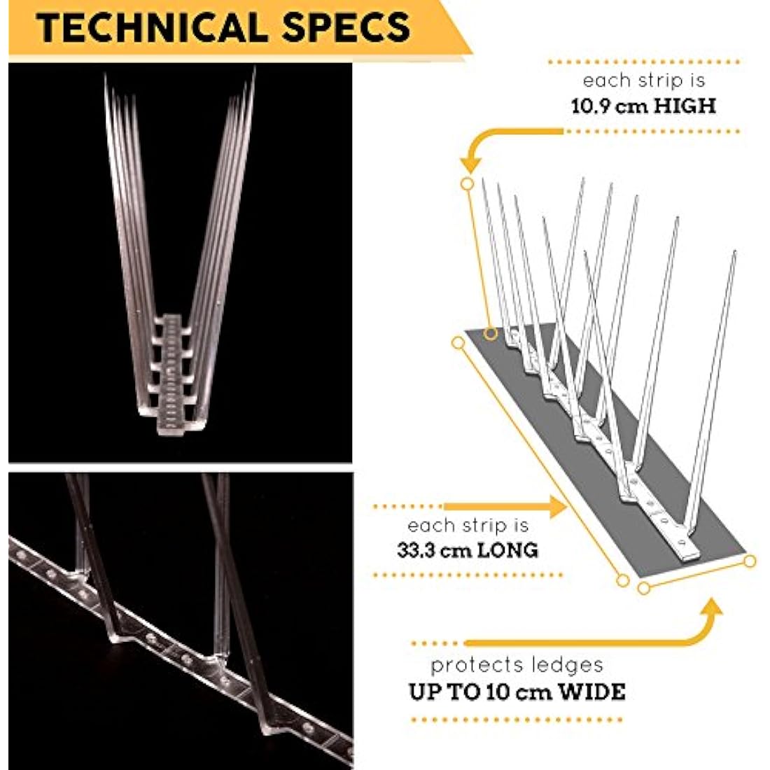 Defender Plastic Pigeon Spikes Pack | 6 m with Glue | Bird Control Guide | Various Size Packs