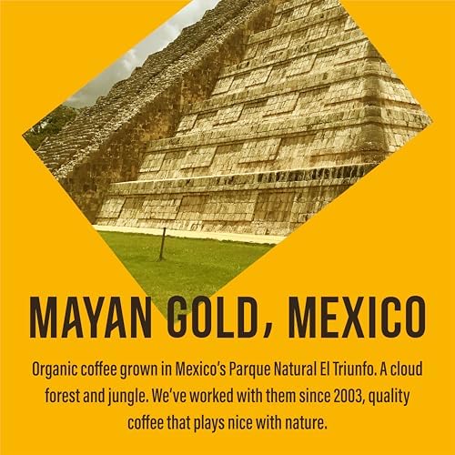 Cafedirect Mayan Gold Organic Ground Coffee – Smooth Dark Roast with Caramel Sweetness, Fairtrade Arabica from Mexico 200g (Pack of 6 - 1.2kg total)