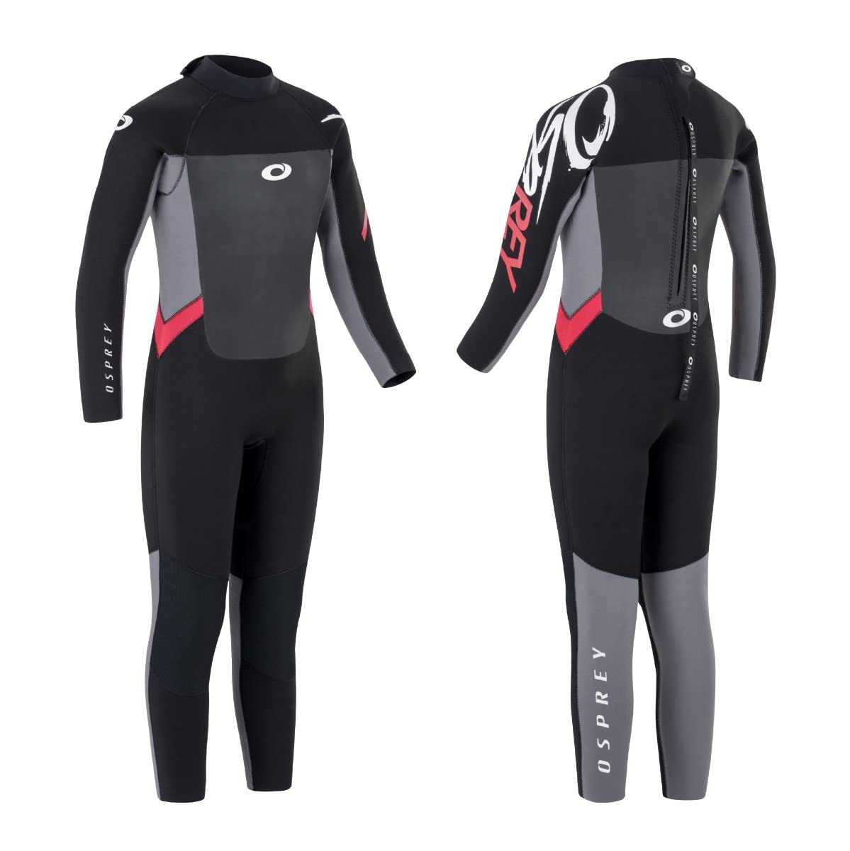 Osprey Boys Full Length 5 mm Winter Wetsuit, Kids Neoprene Surfing Bodyboarding Wetsuit, Origin, Red, Medium Short