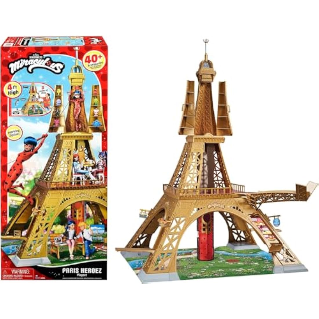 Miraculous Bandai Tales Of Ladybug And Cat Noir Paris Heroez Playset | 50'' Girls Playset With 3 Levels And 40+ Accessories Compatible With 26cm Ladybug Figures | Dolls Playset For Girls