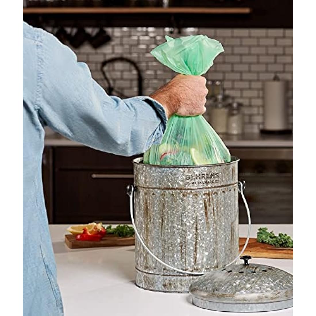 Biodegradable Bin Liners 100 Counts, 20L Small Food Waste Bags Recycle 4-6 Gallon Garbage Bag, Thick Degradable Rubbish Bag Compostable For Household Garden Trash Bags in Kitchen, Office, Home, Pet