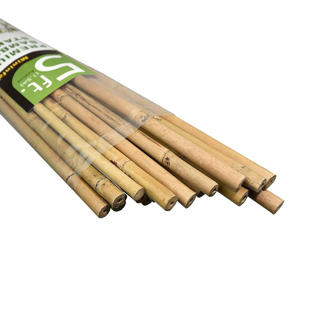 Mininfa Natural Bamboo Canes 5 Feet, Bamboo Stake, Eco-friendly Garden Stakes, Plant Stakes Supports Climbing for Tomatoes, Trees, Beans, 20 Pack