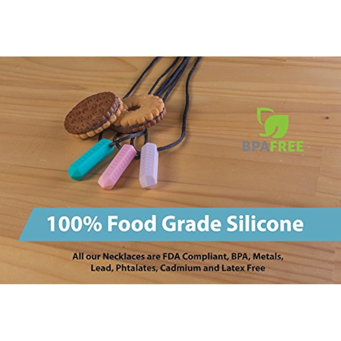 Tilcare Chew Chew Sensory Necklace – Best for Kids or Adults That Like Biting or Have Autism – Perfectly Textured Silicone Chewy Toys - Chewing Pendant for Boys & Girls - Chew Necklaces