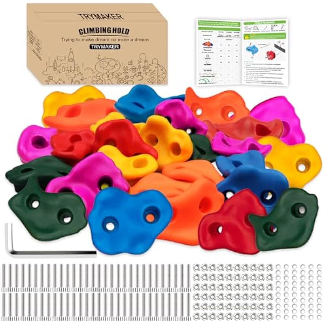 Trymaker Rock Climbing Holds,Climbing Wall for Kids,Climbing Set for Adult Indoor and Outdoor