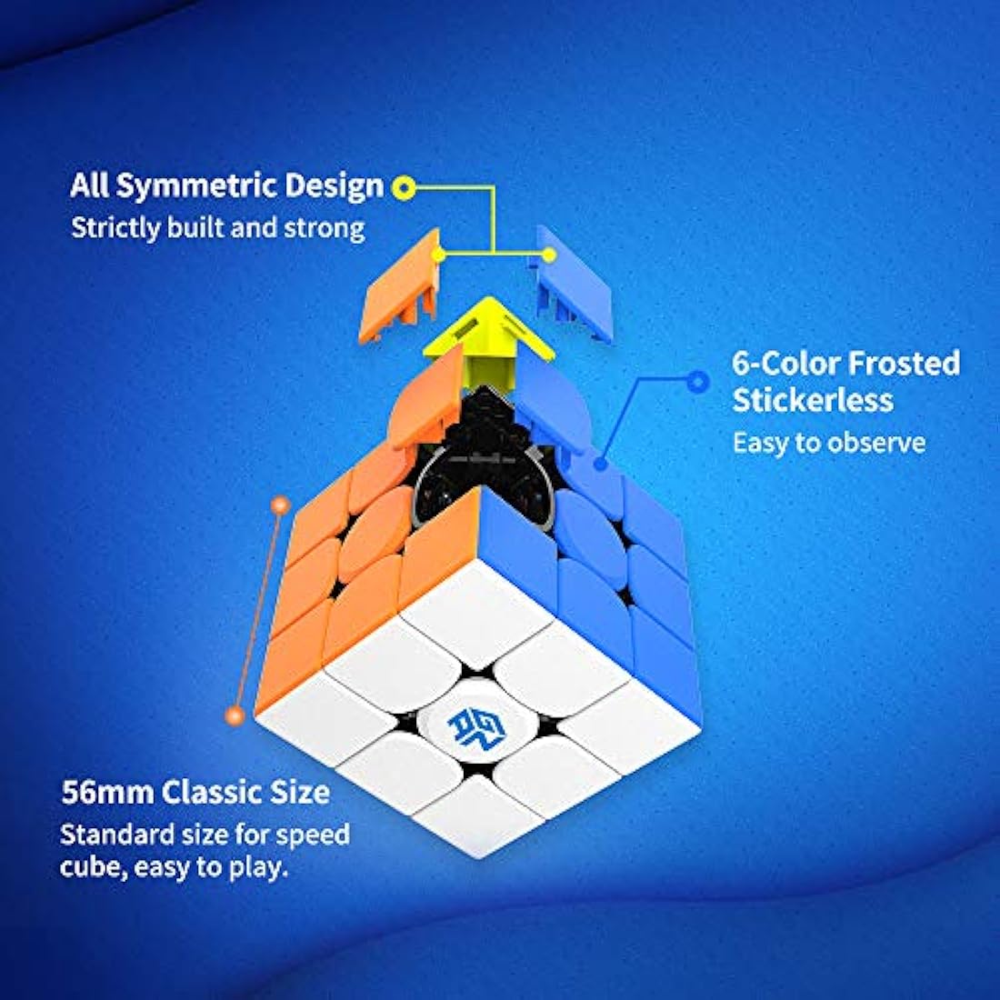 GAN 356R S,3x3 Speed Cube 356RS Magic Cube Professional Puzzle Cube Ultra Durable and Flexible for Kid&Adults,Non-Magnetic(Stickerless