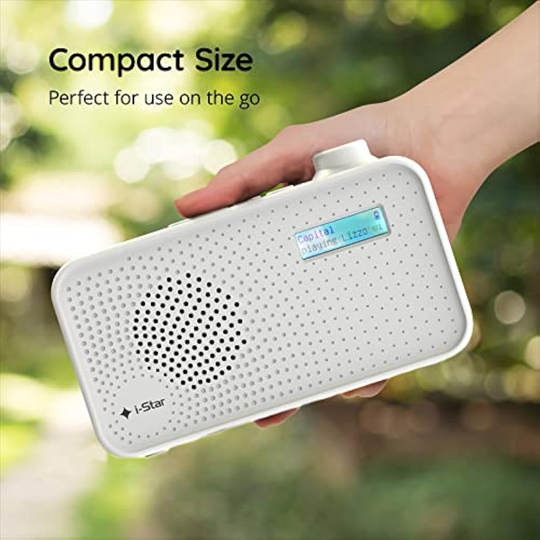 DAB Radio Portable, DAB Plus/DAB Radio, FM Radio Mains Powered or Battery, USB Charging, Clear LCD Display (White)