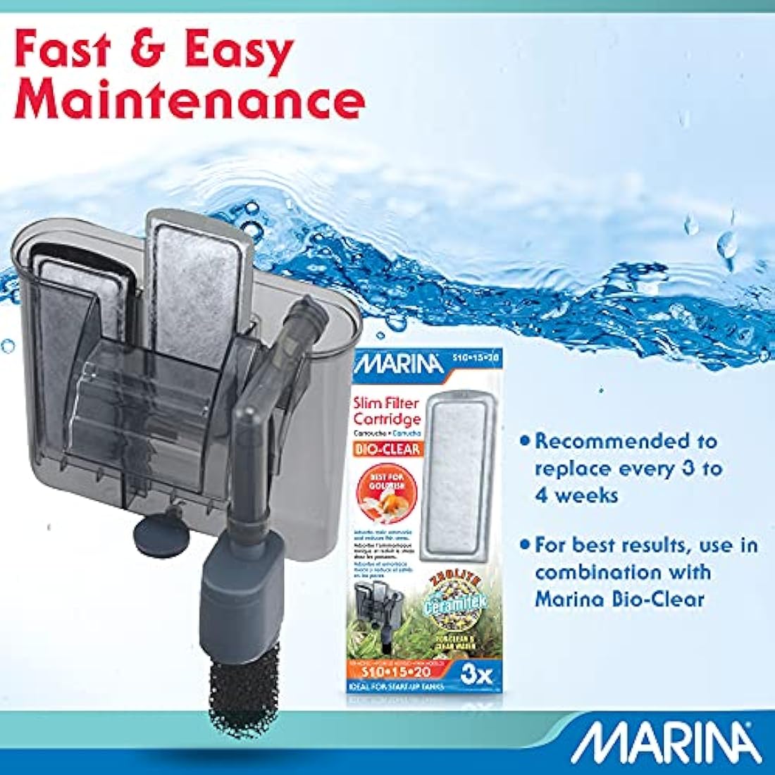 Marina Bio-Carb Carbon Slim Filter Tropical Cartridge, Pack of 3,Small