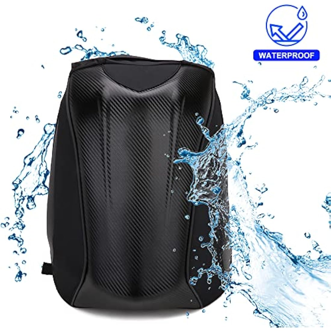 Motorcycle Hardshell Backpack,Carbon Fiber Motorbike Rucksack Storage Bag Large Capacity,Waterproof Laptop Backpack Luggage Bag for Travelling Camping Cycling Storage