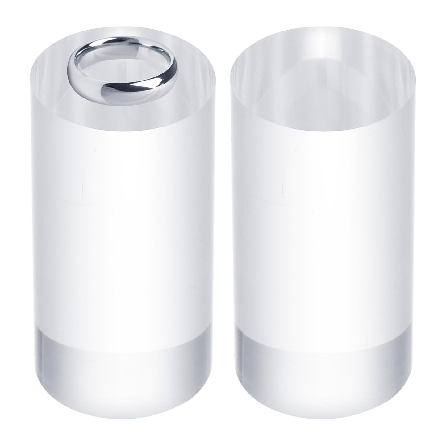 sourcing map 2pcs Acrylic Cylinder Display Blocks, 30 x 60 mm/1.2" x 2.4" Clear Jewelry Display Base Polished Cube Riser Stand Display Holder Base