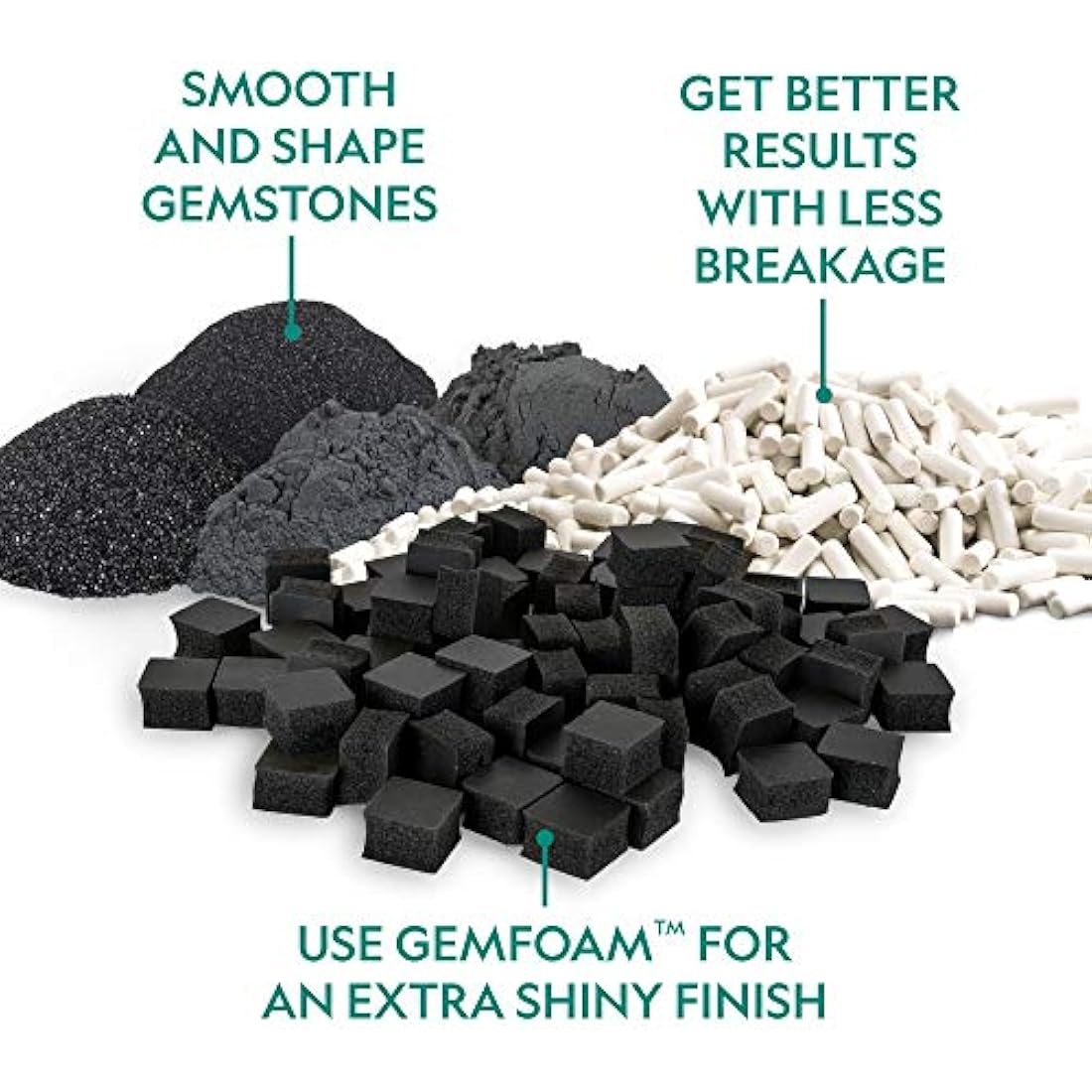 National Geographic Rock Tumbler Refill Kit - Rock Tumbling Supplies including Rock Tumbler Grit and Polish Refill, Ceramic Media, GemFoam, 1.36 kg Madagascar Rocks for Tumbling, Jewellery Accessories