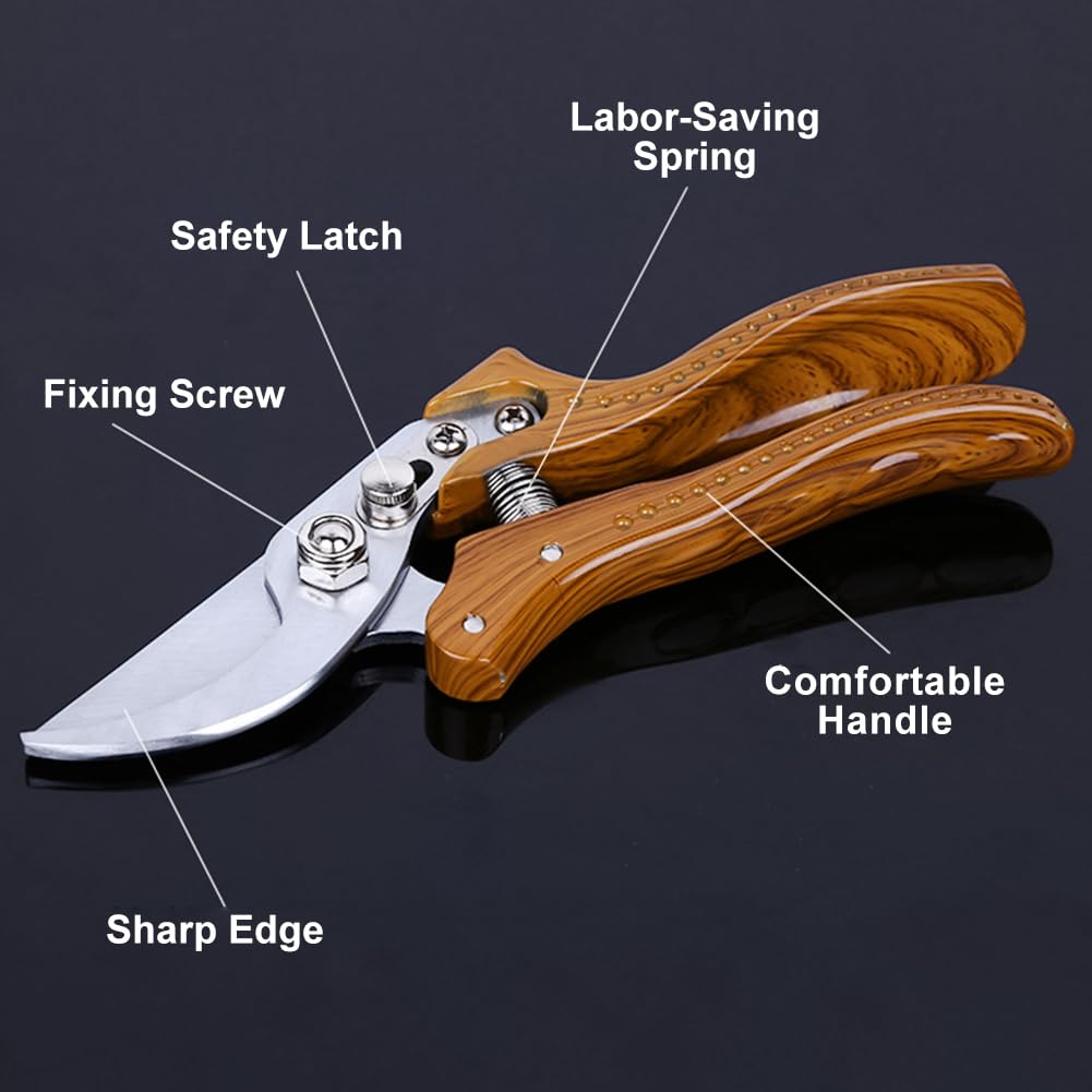 Secateurs, Pruning Shears for Gardening Heavy Duty with Rust Proof Stainless Steel Blades, Best Hand Pruners Garden Shears Ergonomic Gardening Tools
