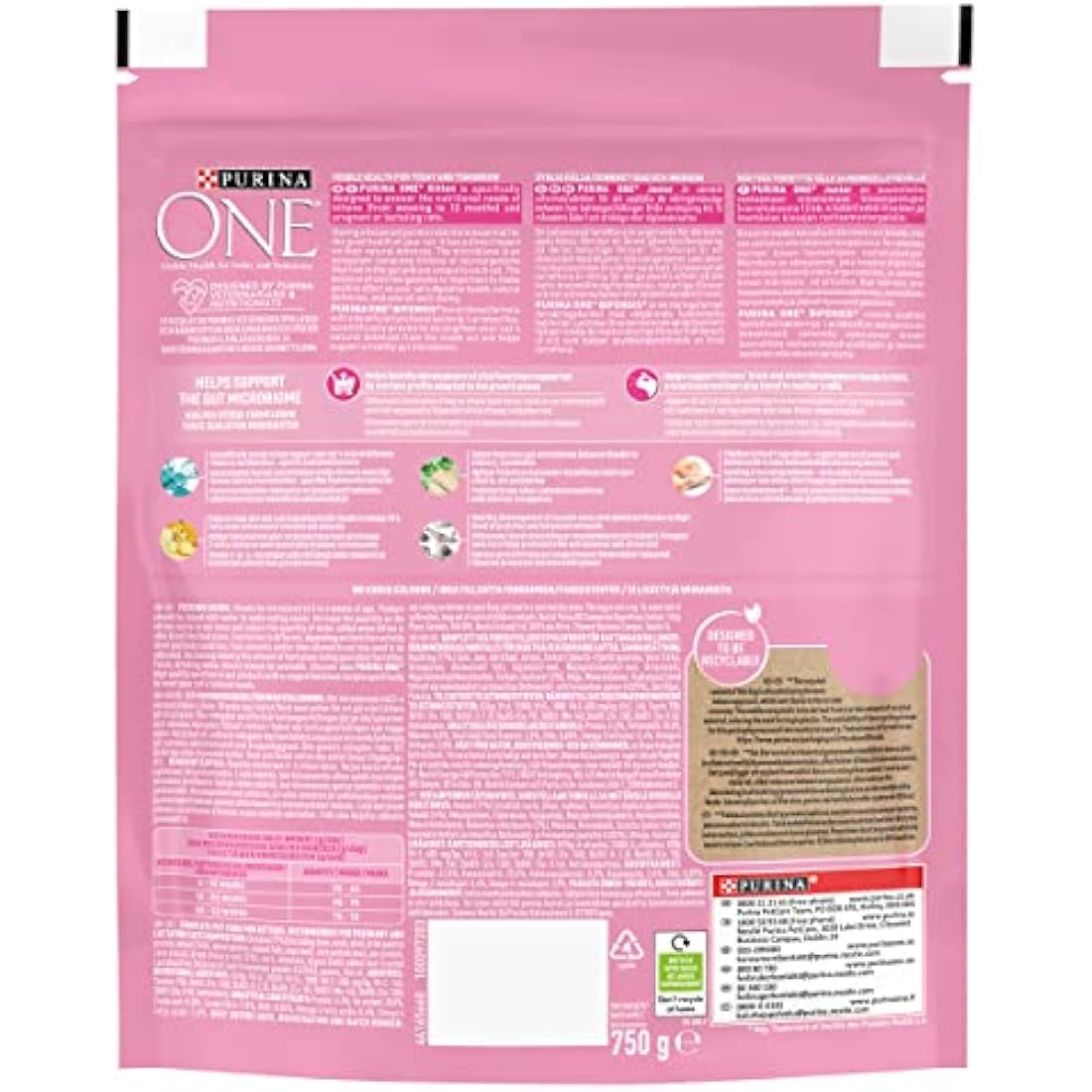 PURINA ONE Kitten Chicken Dry Cat Food 750g (Pack of 4)