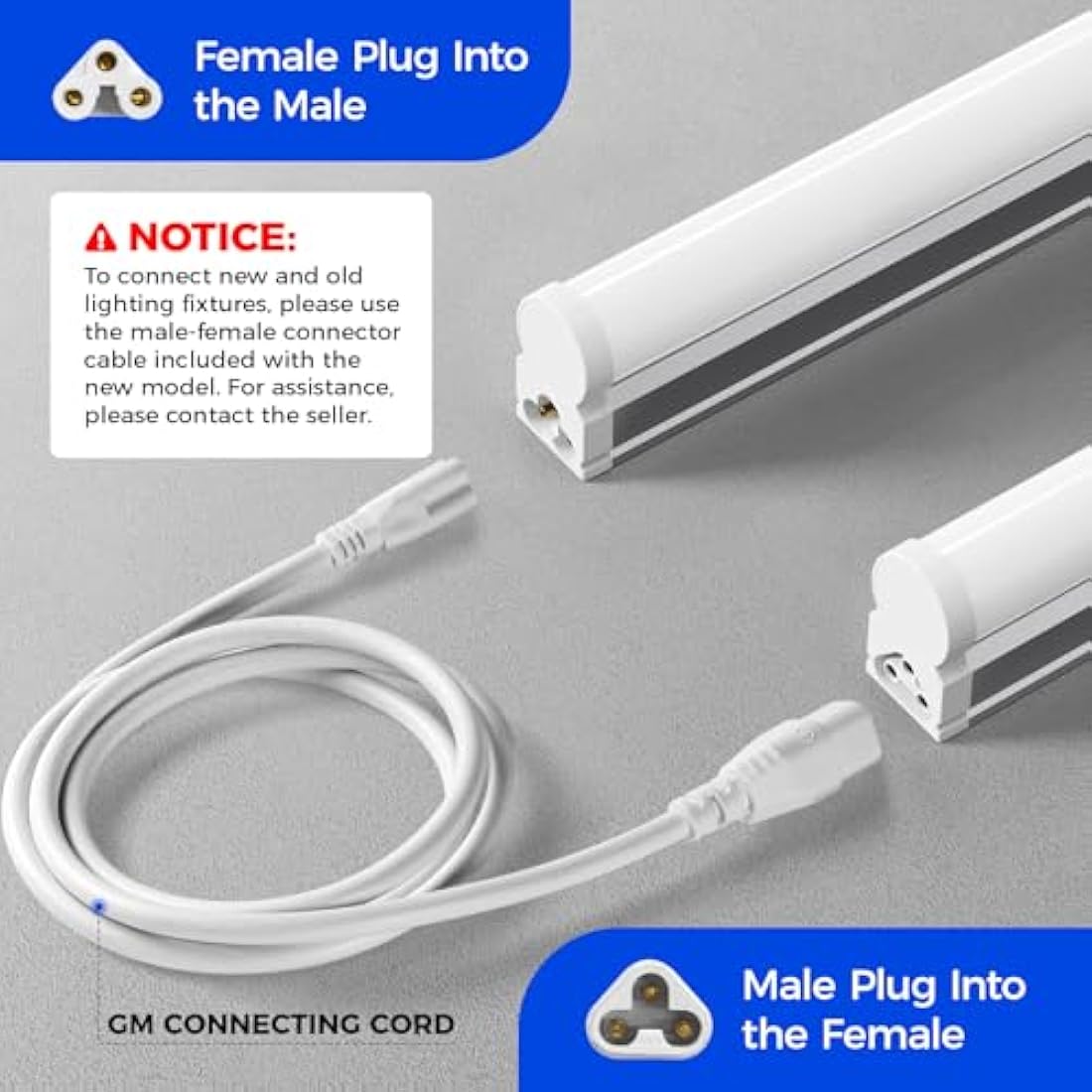 Barrina Led Batten Light 2ft, T5 1100lm 10W 6500K Super Bright White LED Garage Workshop Lighting,Wall and Ceiling Batten Lights 6-Pack
