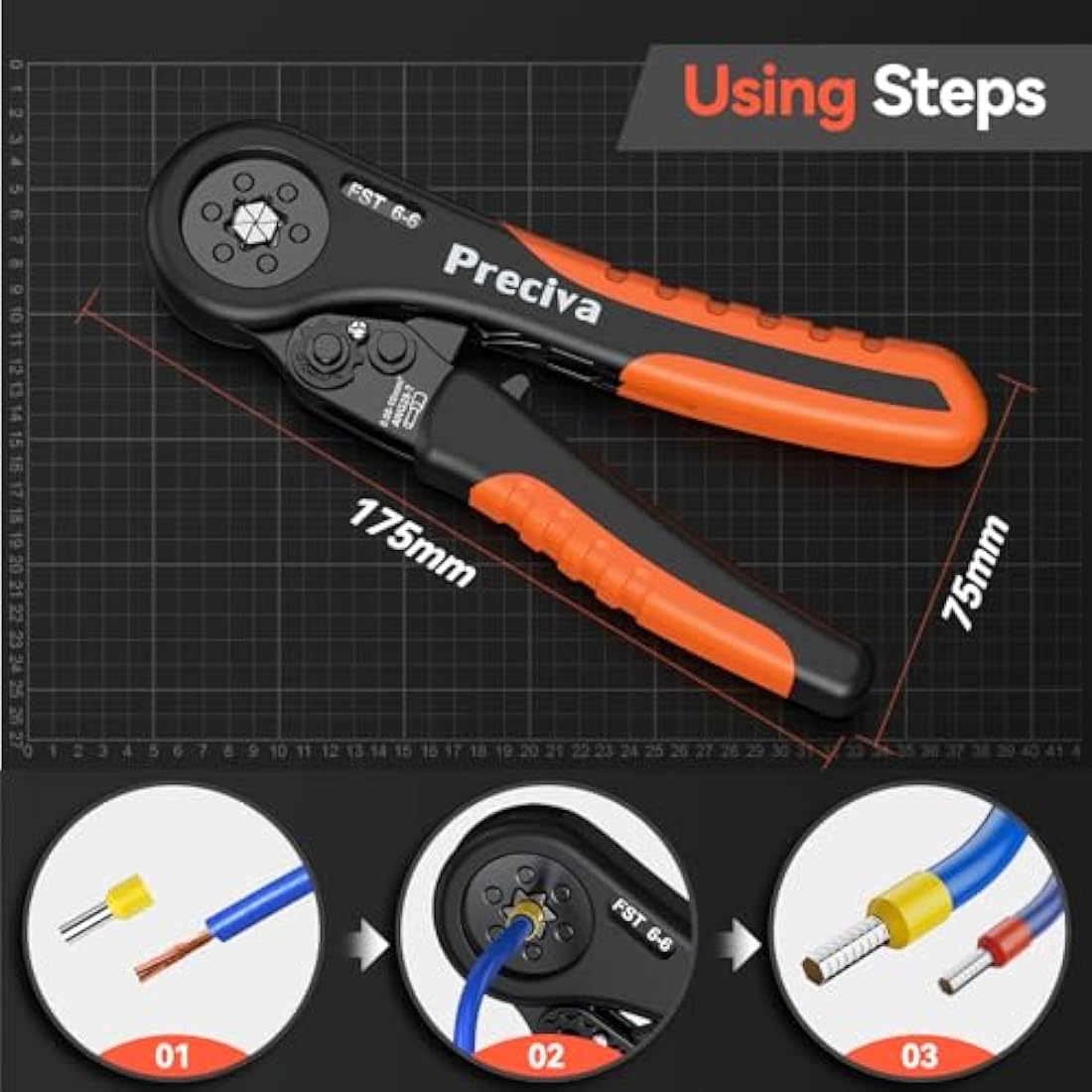 Crimping Tool Kit, Preciva Wire Crimper Plier Set, 0.08-10mm²/2000pcs Connectors Self Adjustable, Ratchet Hand Hexagonal Bootlace Ferrule Cable Crimp Terminal Pliers