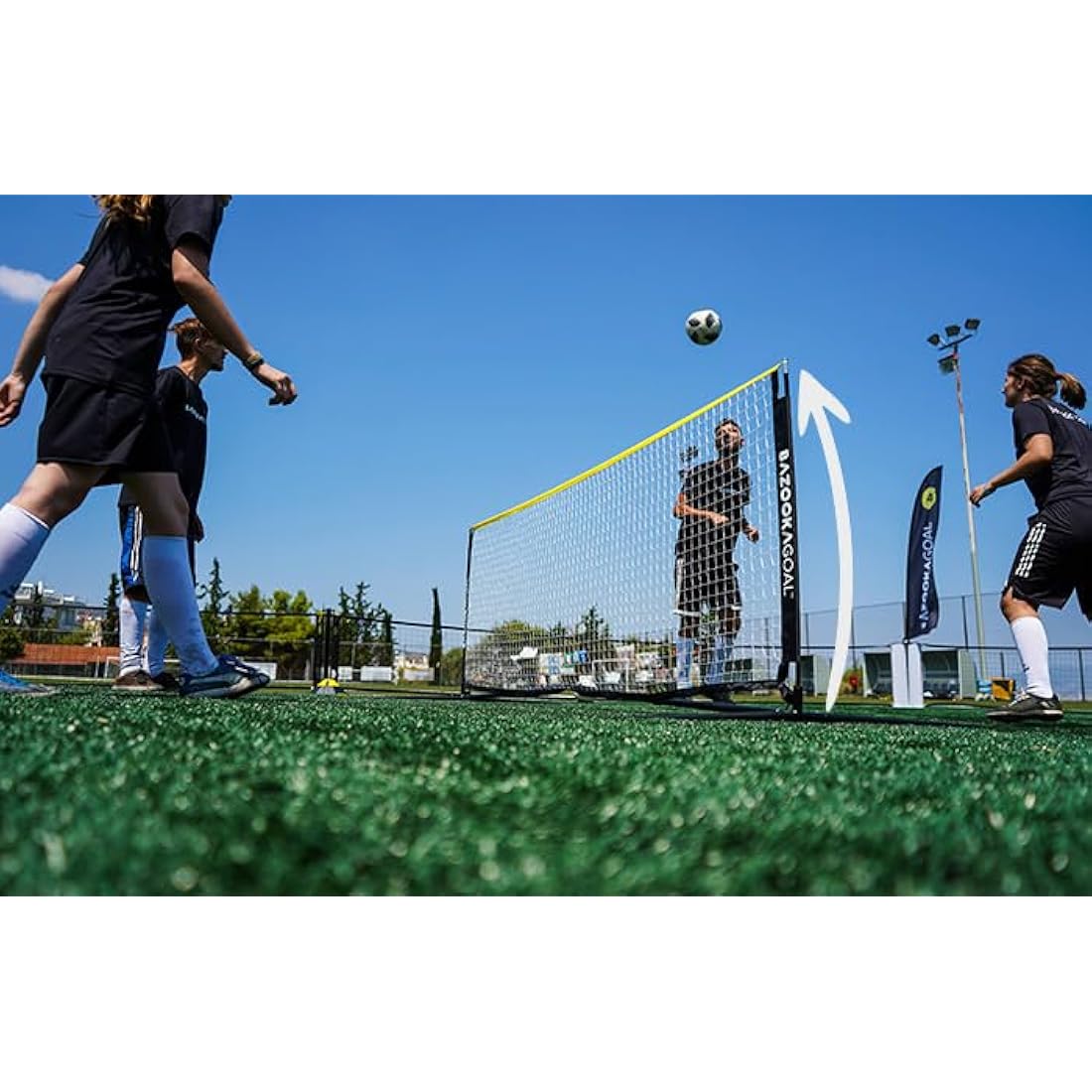 BazookaGoal Football Tennis Net 9.8x3.3ft Complete Set – Adjustable and Foldable Volleyball Net Training Tennis Net for Kids and Adults