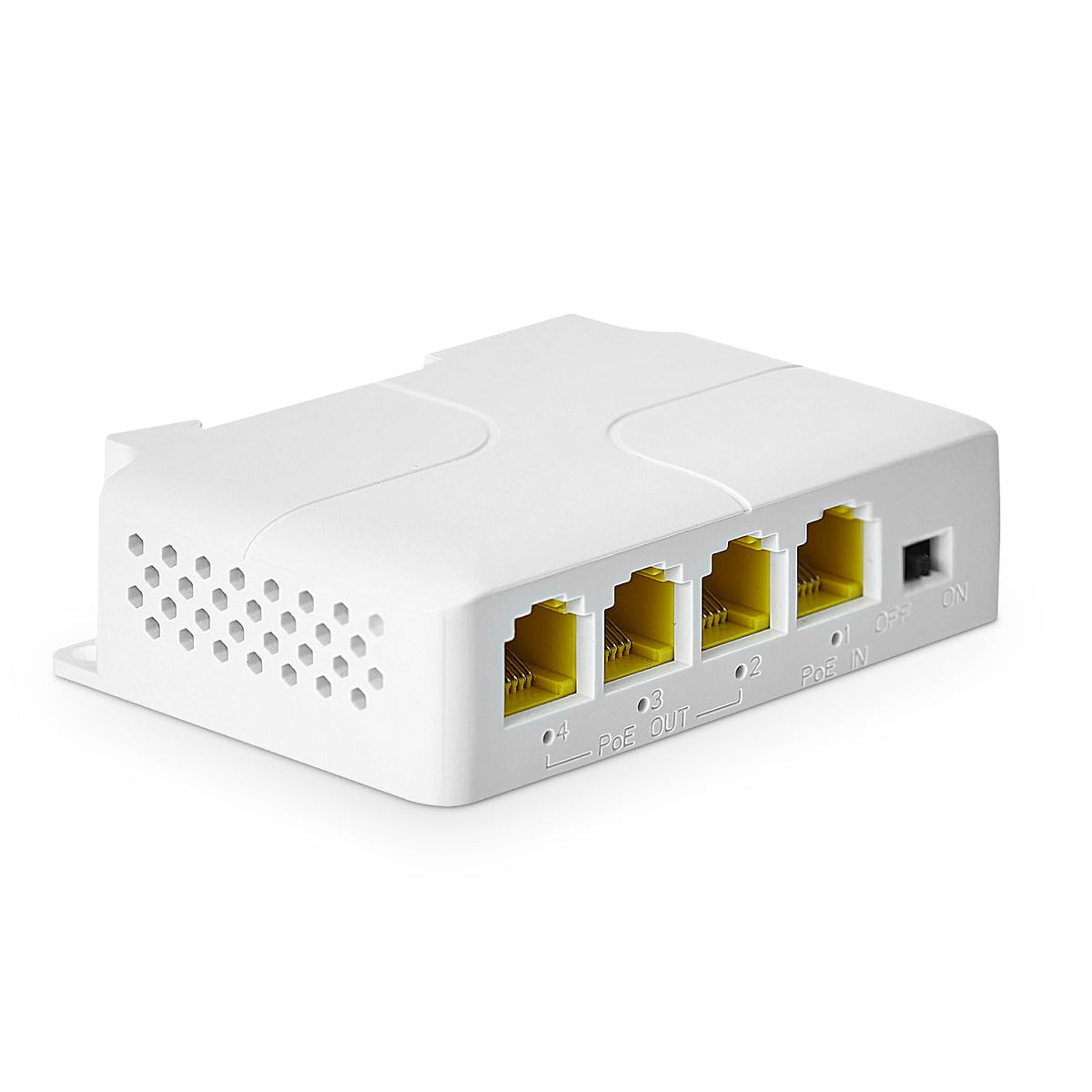 YuLinca 4 Port Gigabit PoE Extender with 1 PoE in 3 PoE Out, IEEE 802.3 af/at 30W PoE Repeater with 10/100/1000Mbps, Wall and Din Rail Mount PoE