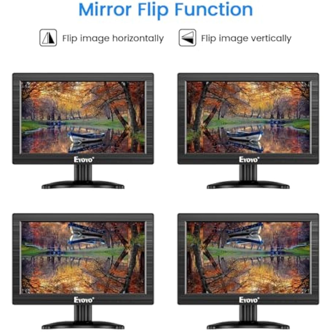 Eyoyo 12" Inch TFT LCD Monitor with AV HDMI BNC VGA Input 1366x768 Portable Mini HD Color Screen Display with Built-in Speaker
