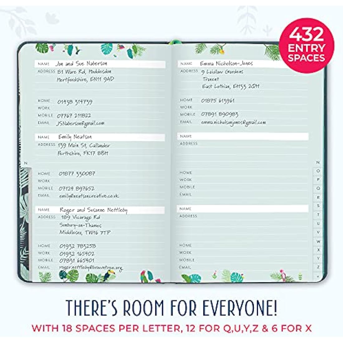 Boxclever Press Small Address Book with 432 Spaces. Address Books with Alphabet Index hardback, Pocket & Change of Address Labels. Perfect Gifts for Women 21 x 13 cm