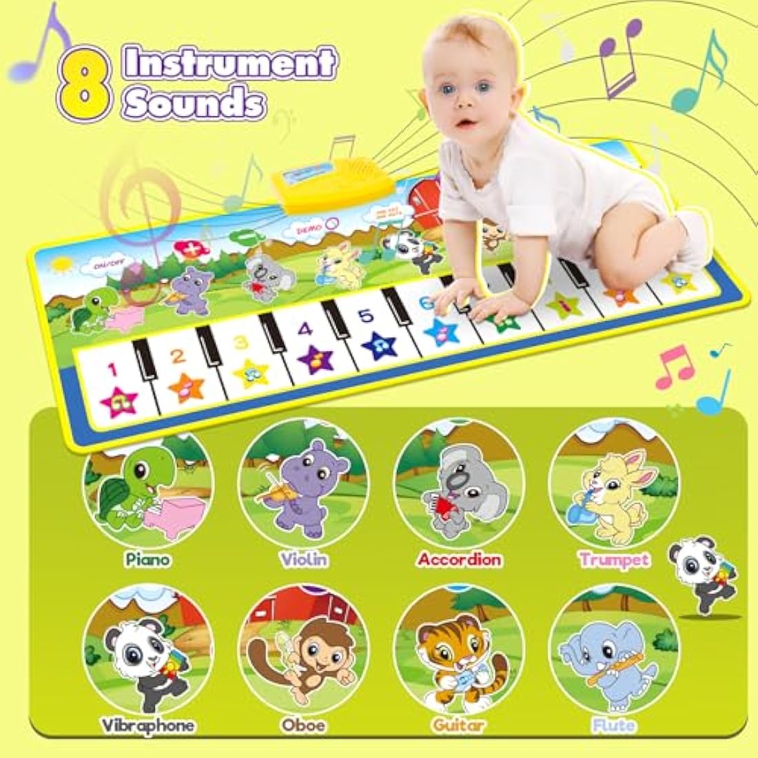 m zimoon Kids Piano Mat, Piano Music Mat Dance Mats Touch Play Mats Floor Keyboard Musical Carpet Mat Gift Toys for 2 3 4 5 6 Years Old Kids Boys Girls Toddlers (100 × 36 cm)