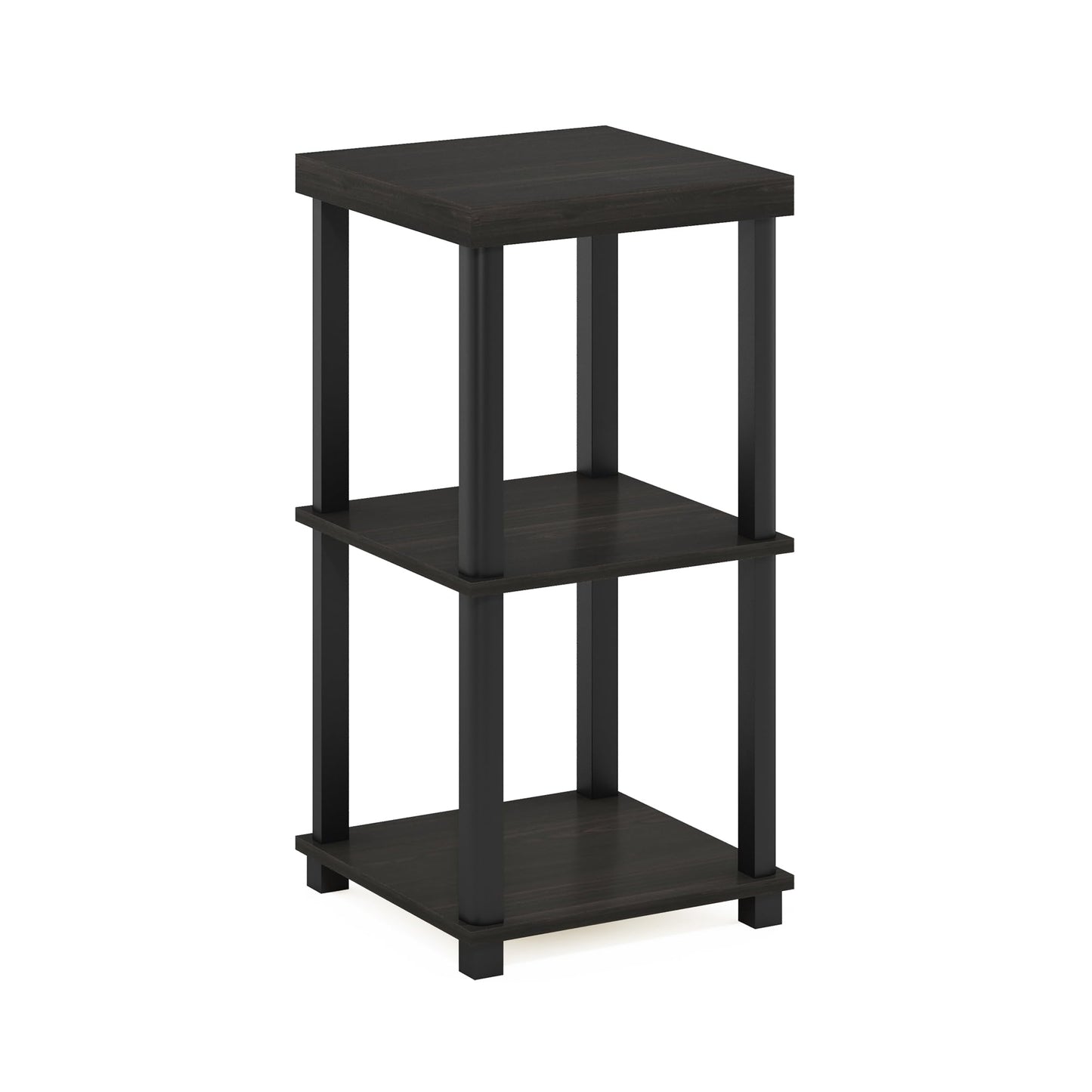 Furinno TURN-N-TUBE Side Table, 3-Tier Thick Tabletop End Table with Open Shelf, Toolless Assembly Night Stand, Bedside Table, for Living Room