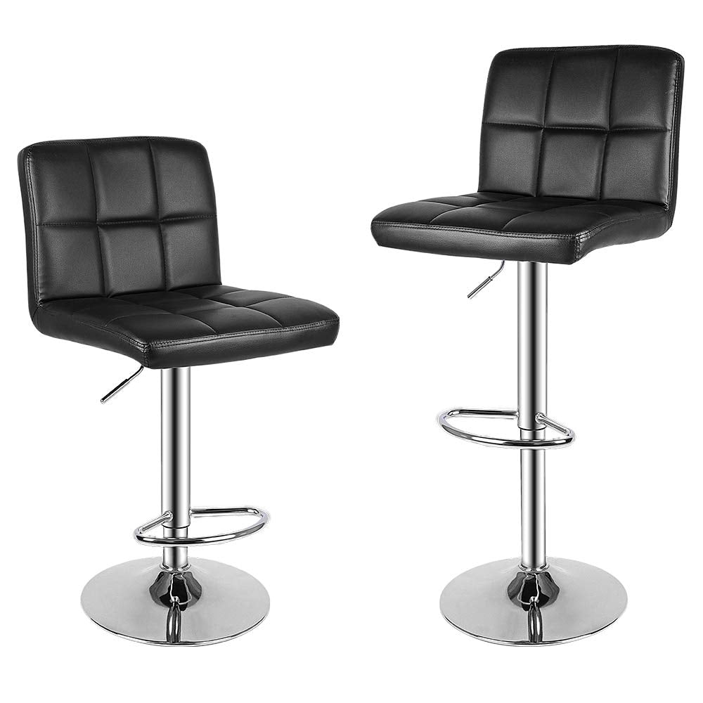 bigzzia Barstool, Bar Stools Set of 2 PU Leather Swivel Height Adjustable Bar Chairs With Backrest For Breakfast Bar, Counter, Kitchen and Home