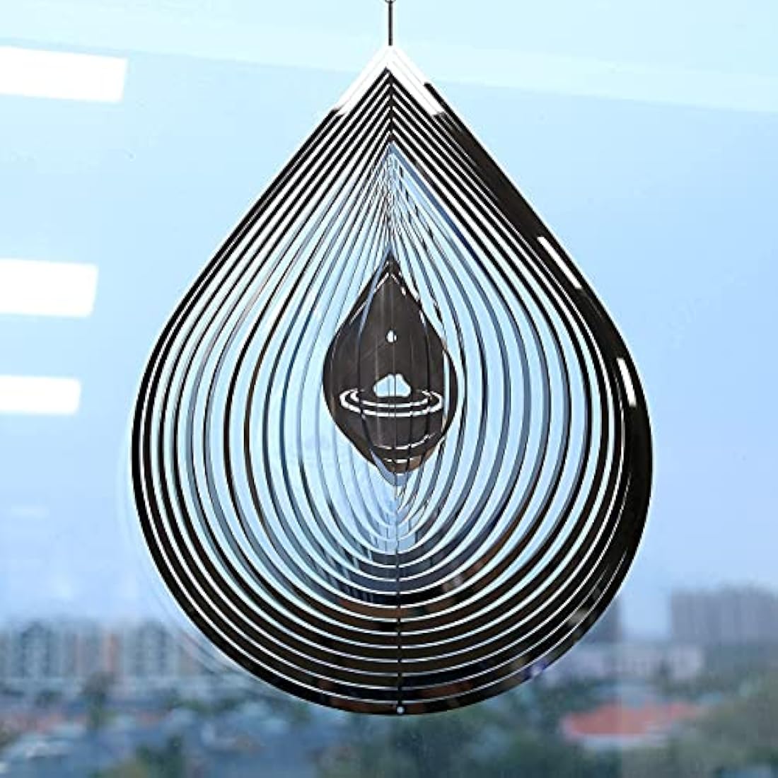Kexsscai Wind Spinner 3D Stainless Steel Metal Sculptures Decorations, 3D Water Droplets Metal Wind Sculptures & Spinners for Indoor Outdoor Garden Decoration 12inch