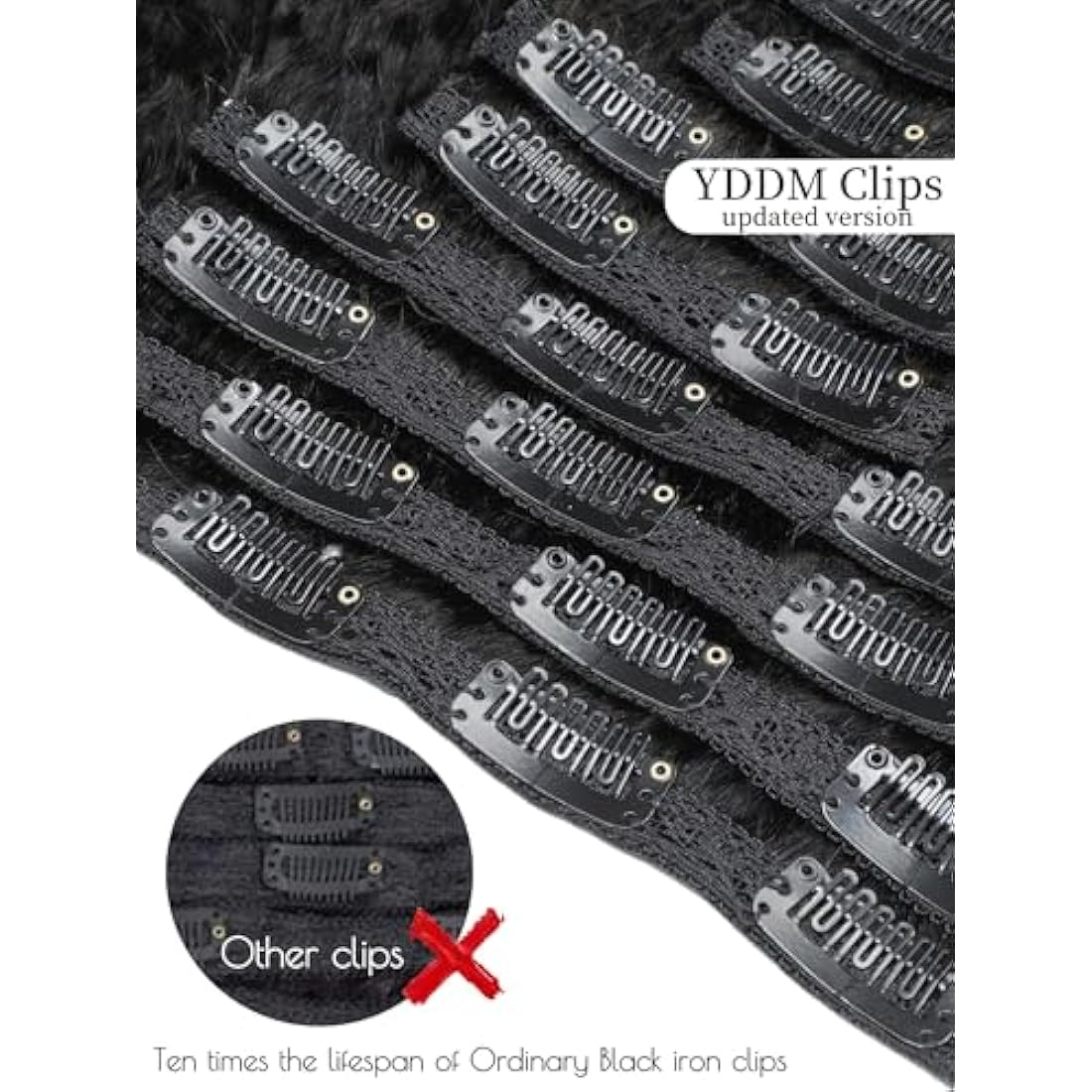 YDDM Kinky Straight Clip ins Human Hair Natural Black Remy Human Hair Extensions Natural Thick Clip in Hair Extensions for Black Women 14 Inch 120g 8pcs 20Clips