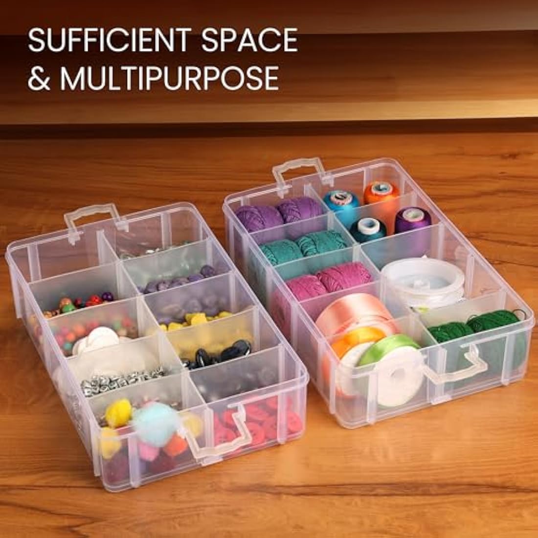 BELLE VOUS 5-Tier Craft Storage Box with 50 Compartments - Plastic Organiser Box for Medicine, Craft Supplies, Beads & Jewellery - Lego Storage Drawer